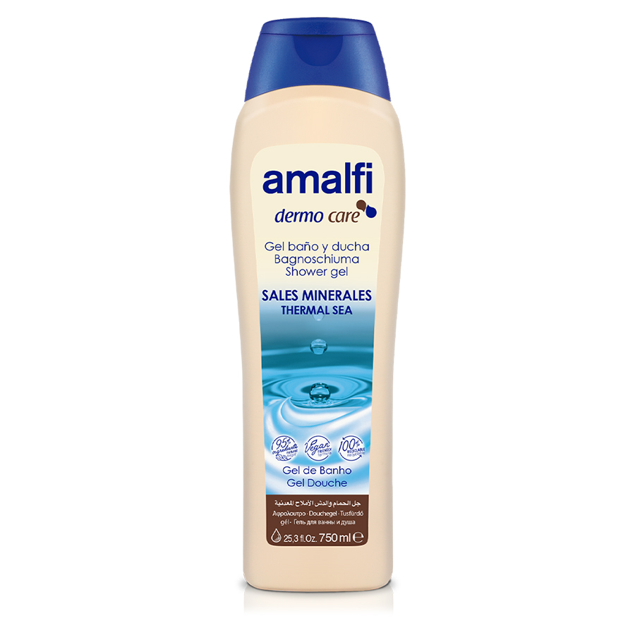 شامپو بدن آمالفی حاوی مواد معدنی و نمک دریایی مدل Sales Minerales Thermal Sea حجم 750 میلی لیتر