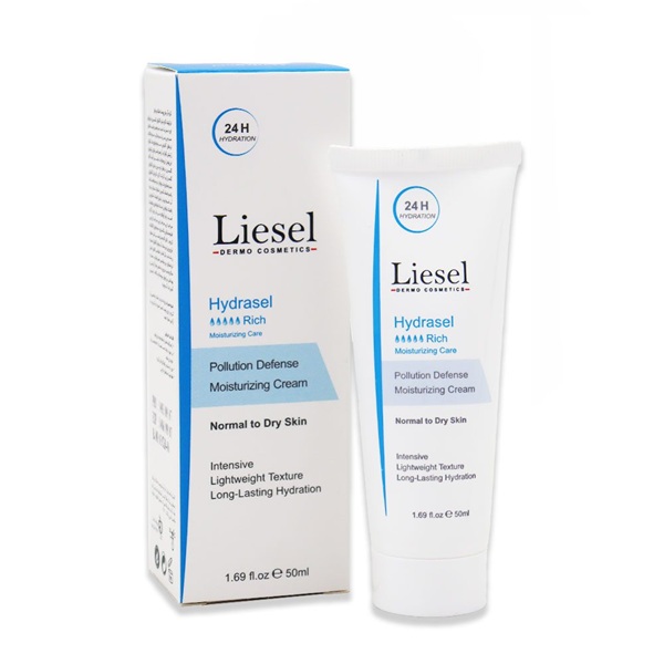 کرم مرطوب کننده و آبرسان لایسل مدل ریچ هیدراسل مناسب پوست خشک 50 میلی لیتر | Liesel Moisturizing Cream Model Hydrasel Ri