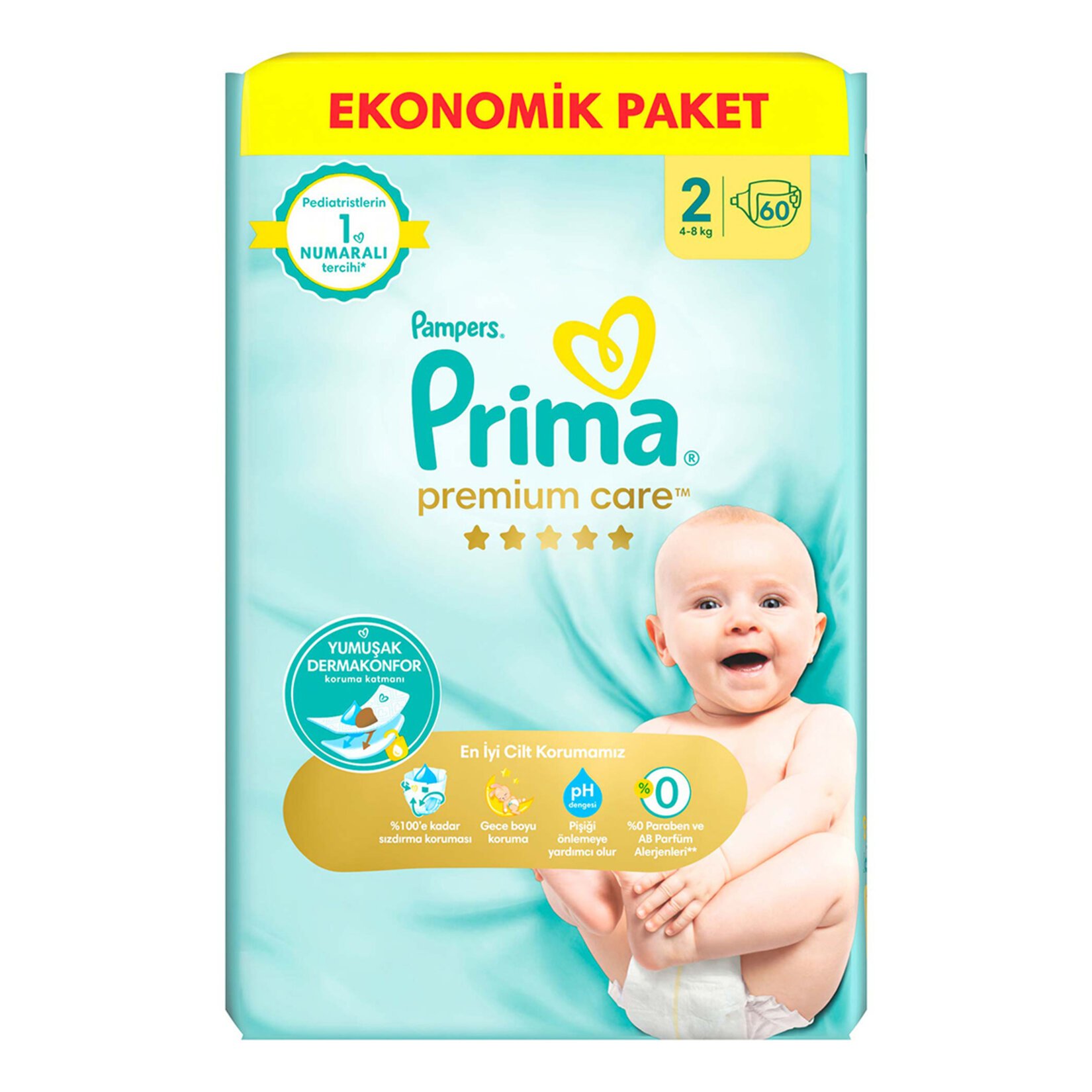 پوشک پریما ضد حساسیت سایز 2 بسته 60 تایی