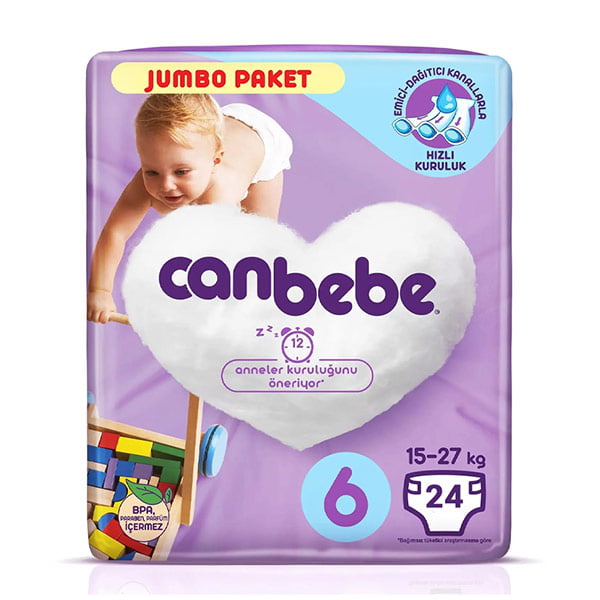 پوشک جان به به (Canbebe) سایز 6 بسته 24 عددی یاسی
