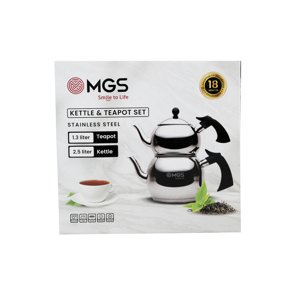 کتری و قوری استیل 2.5 لیتری MGS کد K41023