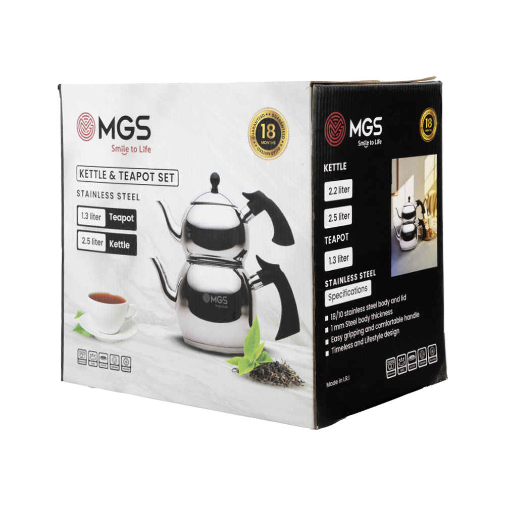کتری و قوری استیل 2.5 لیتری MGS کد K41023