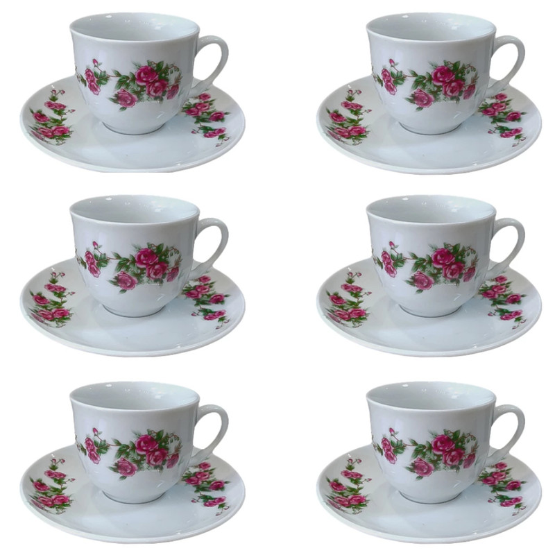 سرویس چای خوری 12 پارچه مرجان مدل گل سرخی کد 7200510371