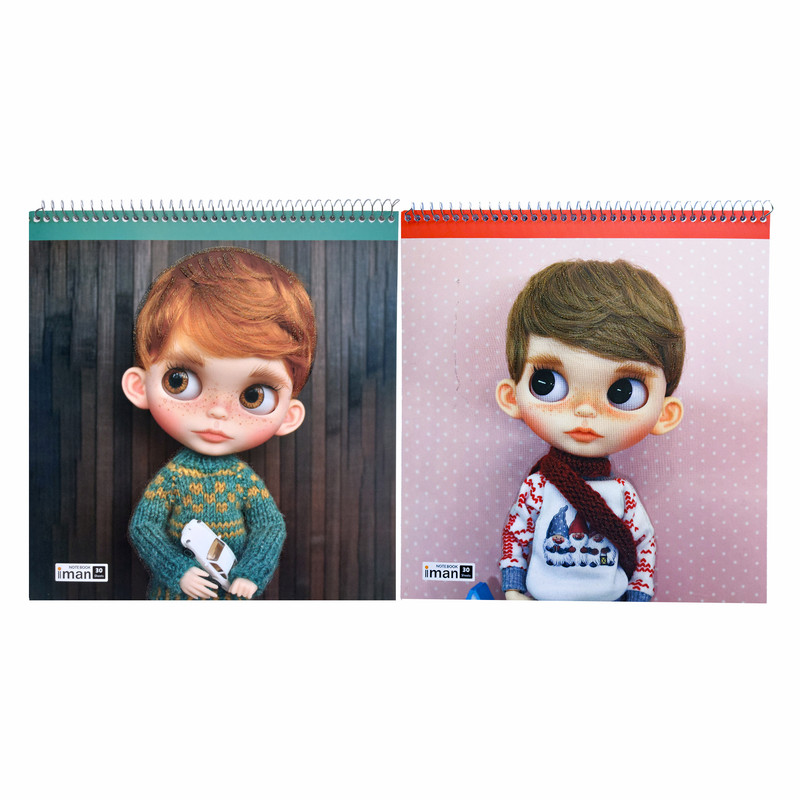 دفتر نقاشی 30 برگ ایمان مدل پسرانه طرح عروسکی کد 9016 بسته 2 عددی