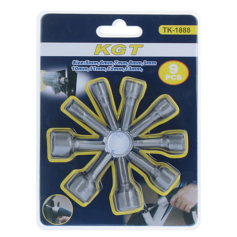 آچار بکس سر دریلی کی جی تی مدل K G T -009 بسته 9 عددی