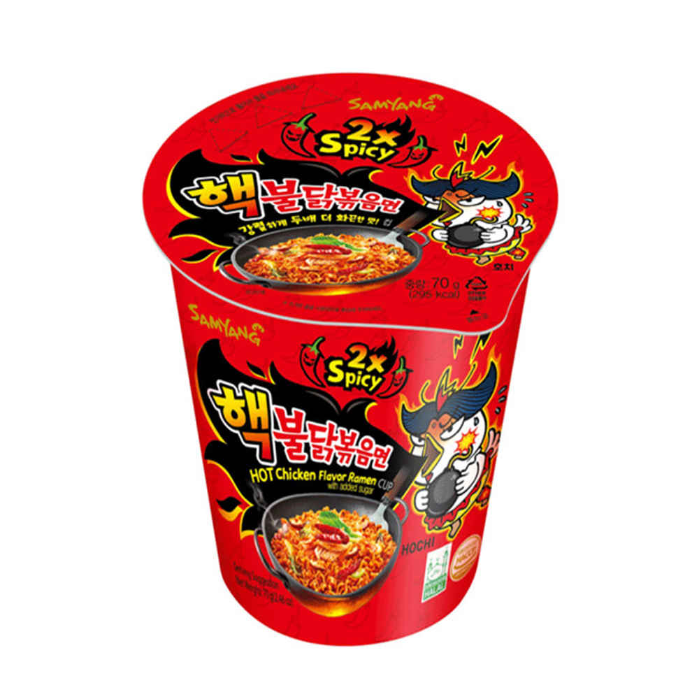 نودل کره ای لیوانی نیمه آماده رامن با طعم مرغ داغ بولداک 2x spicy سامیانگ