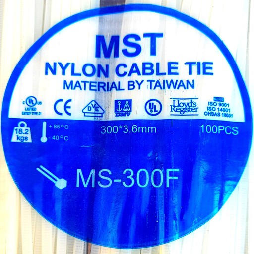 بست کمربندی طول 30 سانتیمتری قطر  3.6 میلیمتری (پک 100 عددی) سفید متریال تایوان