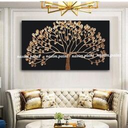 تابلو نقاشی ورق طلا .ابعاد بزرگ . نقش تماما برجسته . طرح درخت دکوراتیو کد 940