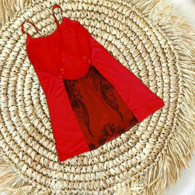 لباس خواب قواره بزرگ مشکی و قرمز سایز 44 تا 58 سایزبندی 