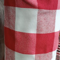 پارچه پشمی چهارخانه درشت  کشمیر سپاهان  سفید قرمز  درجه یک جنس درجه یک قیمت حراج