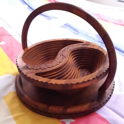 ظرف چوبی تاشو هندی صنایع دستی شکلات شیرینی میوه خوری دکوری هدیه کادو