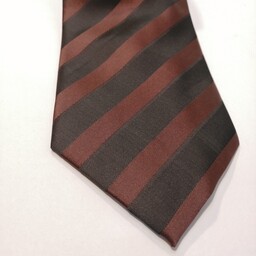 کراوات راه راه مردانه مشکی قهوه ای ترک ساتن سیلک با عرض 10سانت