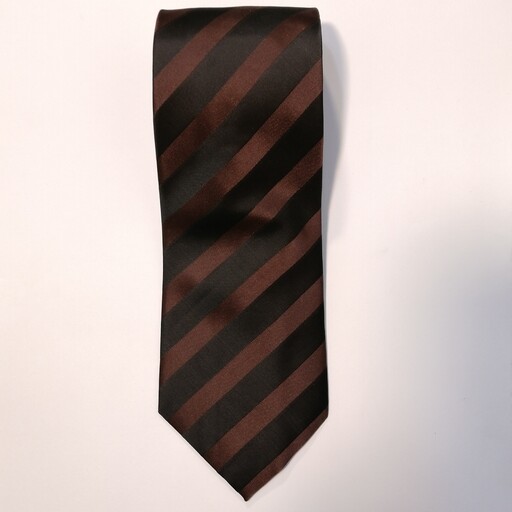 کراوات راه راه مردانه مشکی قهوه ای ترک ساتن سیلک با عرض 10سانت