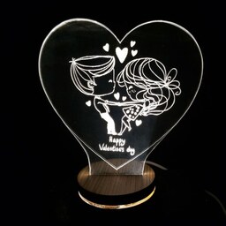 چراغ خواب سه بعدی طرح  قلب ولنتاین  برند آباژور سه بعدی چهره