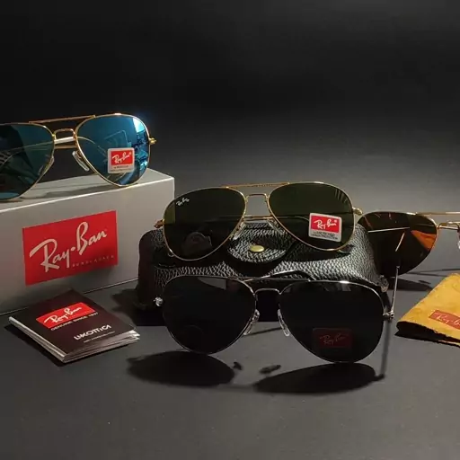 عینک ری بن خلبانی  شیشه سنگ (Ray -ban) انتی رفلکس رنگ شیشه سبز