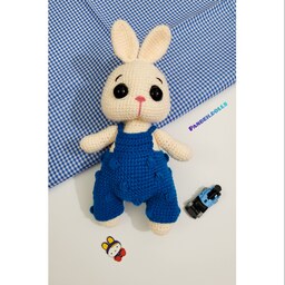خرگوش بافتنی پسر ( لباس آبی پفکی )