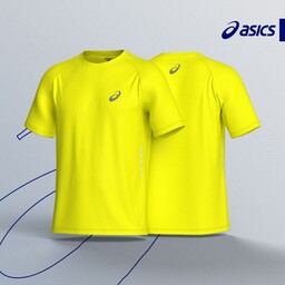 تیشرت مردانه ورزشی آسیکس - لباس ورزشی رنگ زرد فلور