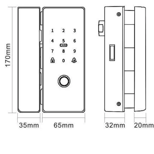 دستگیره دیجیتال هوشمند alock الاک مدل G200 پلاس رنگ مشکی glass door lock