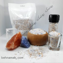 نمک معدنی ترکیبی آبی، صورتی، دلنمک شیلاتی درجه1 بسته بندی 1 کیلویی.غرفه بِهنمک