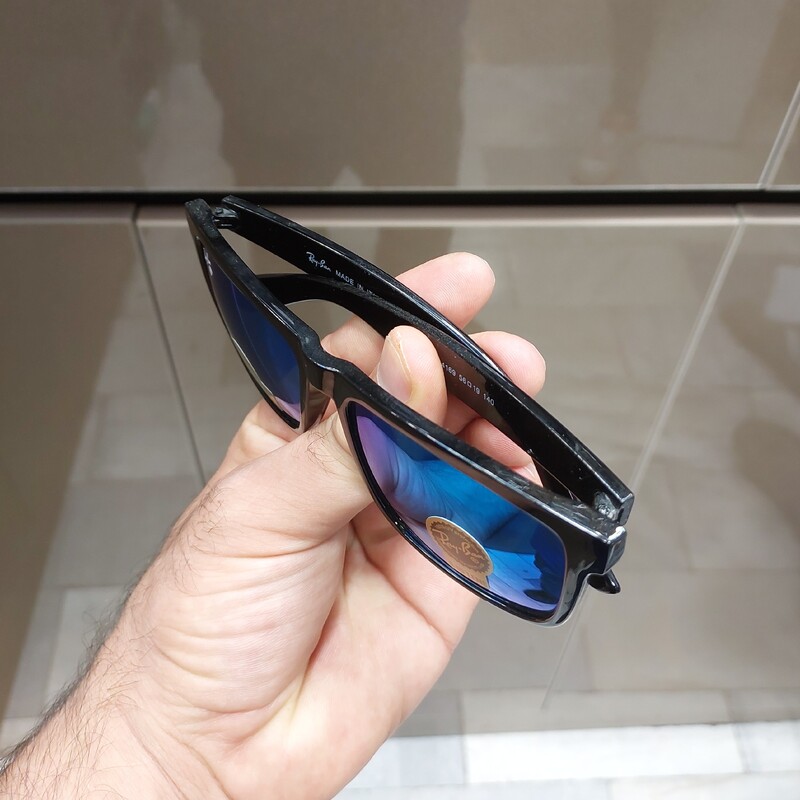 عینک آفتابی مردانه و زنانه مارک ریبن عدسی شیشه ضدخش و دیاموند(رنگ آبی جیوه ای )