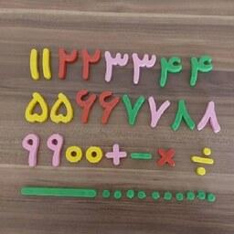 اعداد و علامت های ریاضی اهنربایی پلاستیکی به همراه مهره های اهن ربایی