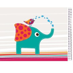 دفتر نقاشی فانتزی کودکانه طرح فیل و گنجشک کد 04، فنری از بالا، 40 برگ سایز A5