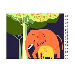 دفتر نقاشی کودکانه فانتزی طرح فیل   کد 27، فنری از بالا، 40 برگ سایز A5