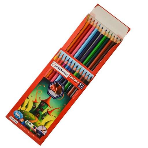 مداد رنگی 12 رنگ آسیا جعبه مقوایی
