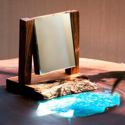 آینه رومیزی روستیک متریال چوب زیتون جنگلی قابل تنظیم 