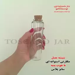 شیشه استوانه ای با در چوب پنبه ای سایز پلاس