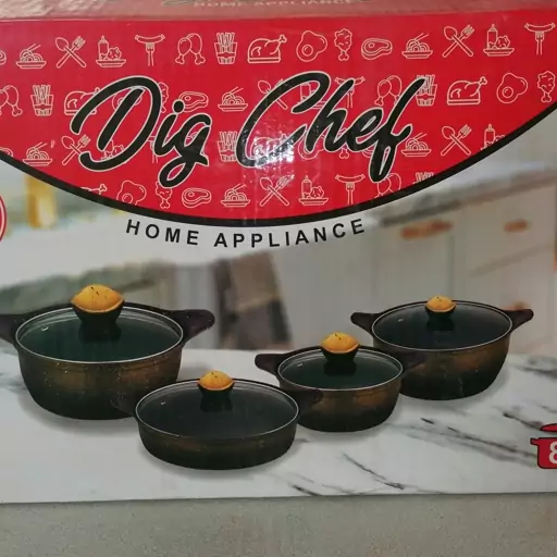 سرویس اقتصادی قابلمه گرانیت 8 پارچه دیگ چف dig chef