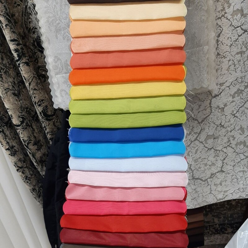 پرده حریر ساده رنگبندی با دوخت دلخواه در ارتفاع دلخواه رنگبندی کامل (قیمت  هر یک متر )