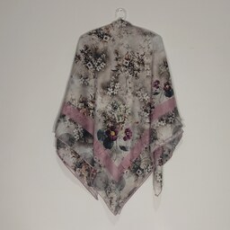 روسری نخی قواره بزرگ - با کیفیت عالی - طرح گل سفید ریز- چند رنگ - کد (27)
