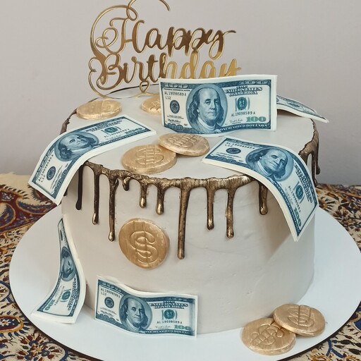 کیک تولد طرح دلار و سکه(پس کرایه)