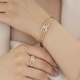 دستبند النگویی ژوپینگ زنانه به همراه انگشتر  با کیفیت عالی و بسیار مشابه طلا  کد 0043 ستیز 2و 3 و انگشتر سایز 9