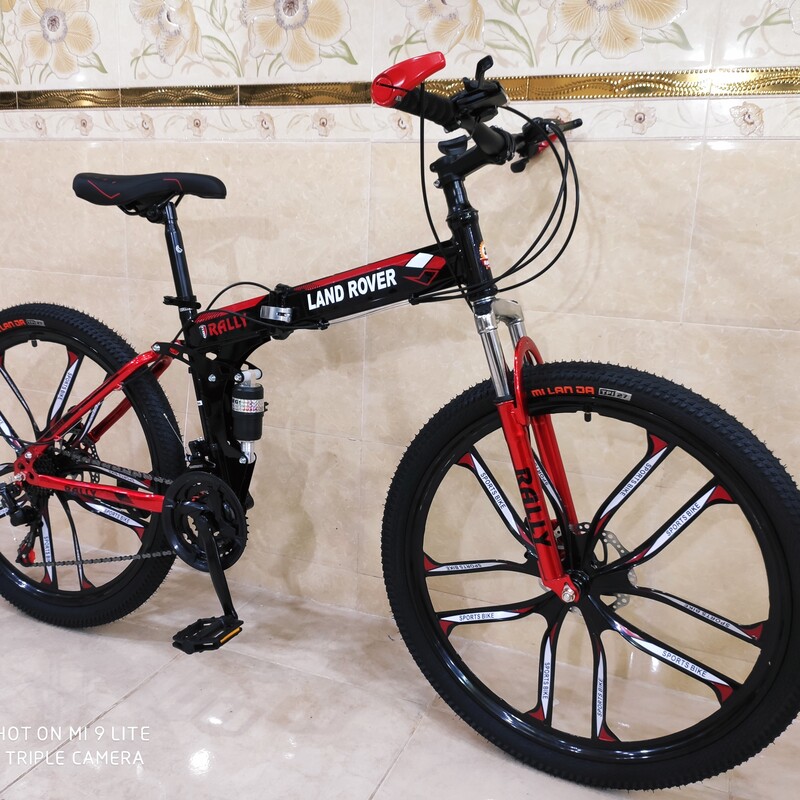 دوچرخه تاشو سایز 26 ،24 و 27  لندرپر LAND ROVER  رنگ مشکی قرمز شرکت RALLY