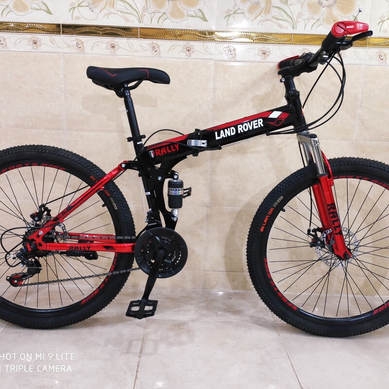 دوچرخه تاشو سایز 26 ،24 و 27  لندرور LAND ROVER رنگ مشکی قرمز شرکت RALLY 