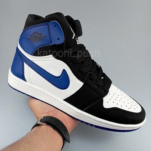 کفش جردن Nike Jordan 1 مردانه رنگ مشکی سفید آبی سایز 41 تا 44 ( کتونی جردن - نایک جردن- کفش نایک جردن - nike jordan 1 ) 