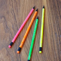 مداد مشکی HB فکتیس ذغالی فلورسنت پاکن دار بدنه رنگی بسته دو عددی