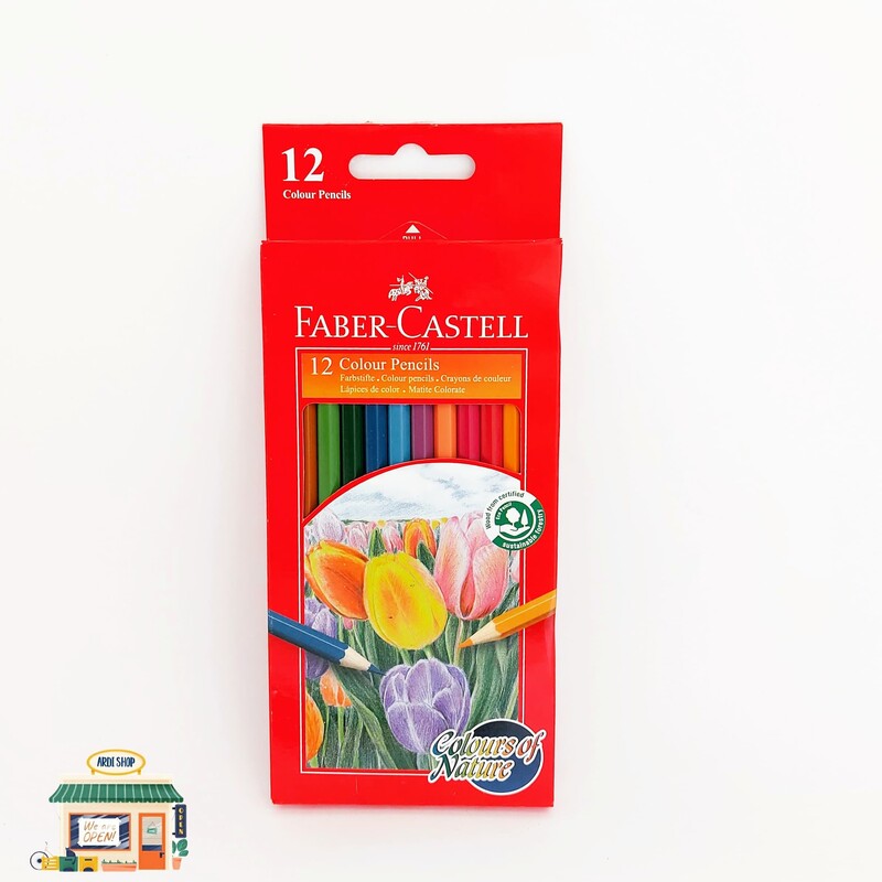 بسته تخفیفی شامل مداد رنگی 12 رنگ فابر کاستل مدل colour of nature و مداد شمعی 12 رنگ مارک joytiti 