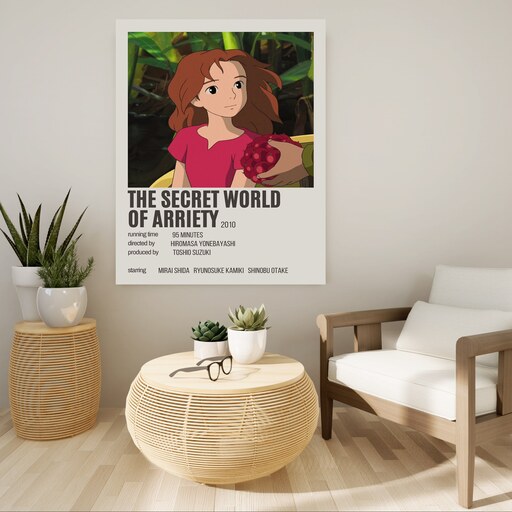 تابلو شاسی طرح انیمه  the secret world of arriety سایز 76 در 120 سانتی متر  