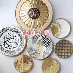 اکسسوری 4تکه دیوارکوب دستساز ورق طلا  طرح و ان یکاد قابل سفارش در ابعاد و رنگ و طرح و سایز مورد پسندت  