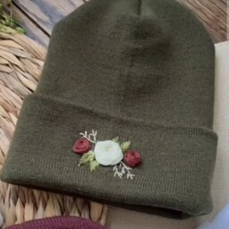 کلاه بافت،  گلدوزی شده کار دست با رنگ و طرح دلخواه شما  ، کلاه زمستانی