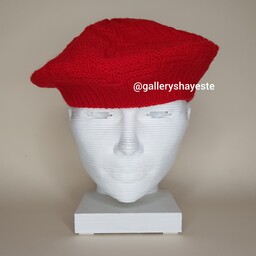 کلاه برت فرانسوی دست بافت فری سایز رنگ قرمز