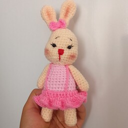 عروسک بافتنی خرگوش لپ گلی دختر بارنگ دلخواه