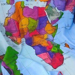 روسری نخی کریستالی طرح نقشه ی جهان  قواره 135 دور دستدوز