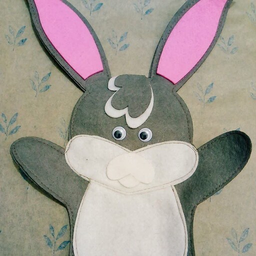 اسباب بازی عروسک دستی حیوانات نمدی -خرگوش -مناسب اجرای نمایش در مدارس