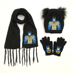 ست کلاه شالگردن و دستکش زمستانی بچگانه پسرانه طرح بتمن 