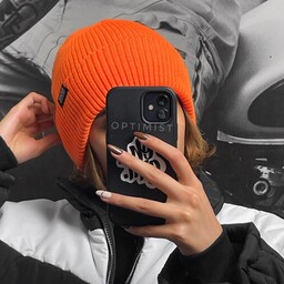 کلاه بافتی نارنجی ساده فری سایز