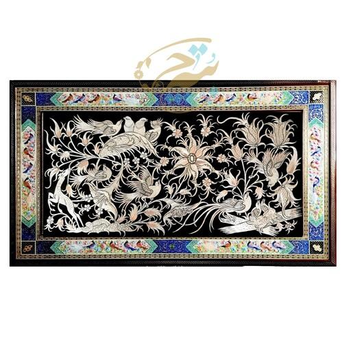تابلو قلمزنی اصفهان  با قاب خاتم کاری دور نقاشی  60در100